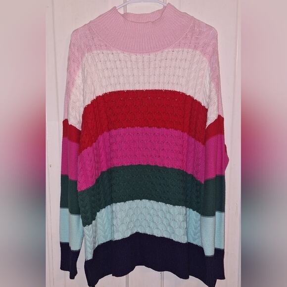Crown & Ivy Multicolor Knit Winter Sweater Size Large Oversized Baggy Cozy - Picture 1 of 4